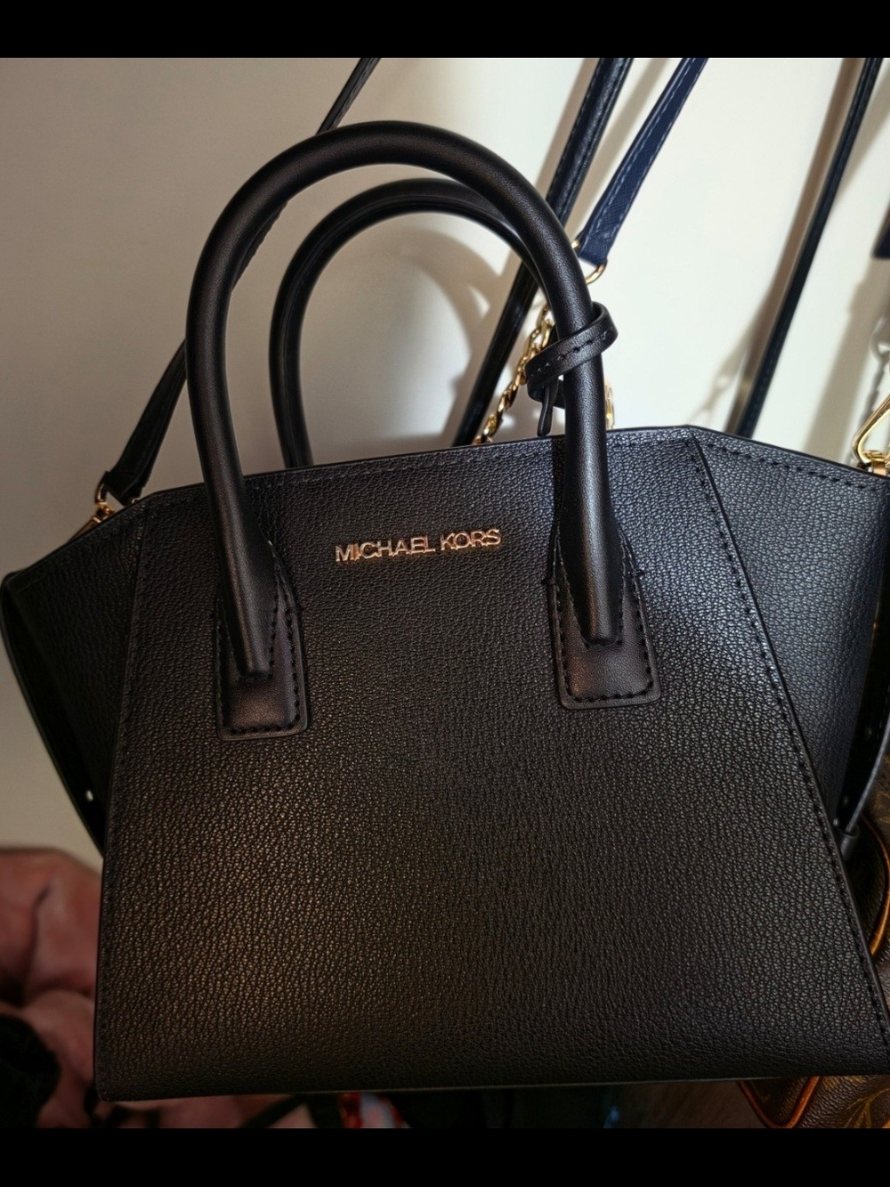Black leather MICHAEL KORS Avril small satchel